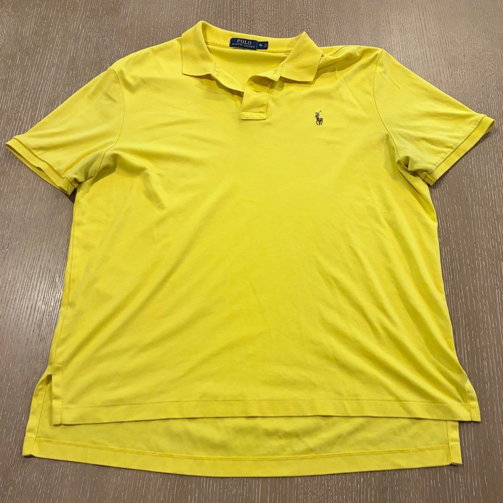 Polo Ralph Lauren Pima Soft Touch Polo Shirt Mens XL Yellow Short Sleeve Pony